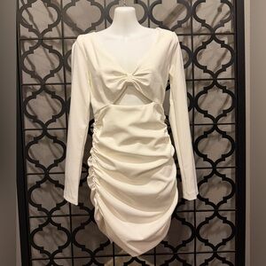 Elegant Cream Long Sleeve Dress